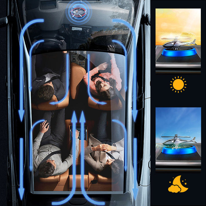 Helikopter-formet bil luftfriskere, lydløs, soldrevet, rund design spreder effektivt duft.