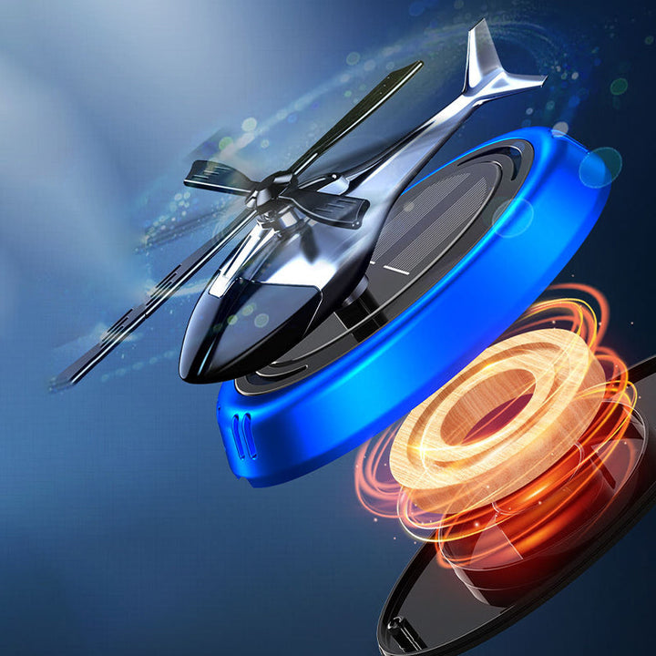 Helikopter-formet bil luftfriskere, lydløs, soldrevet, rund design spreder effektivt duft.