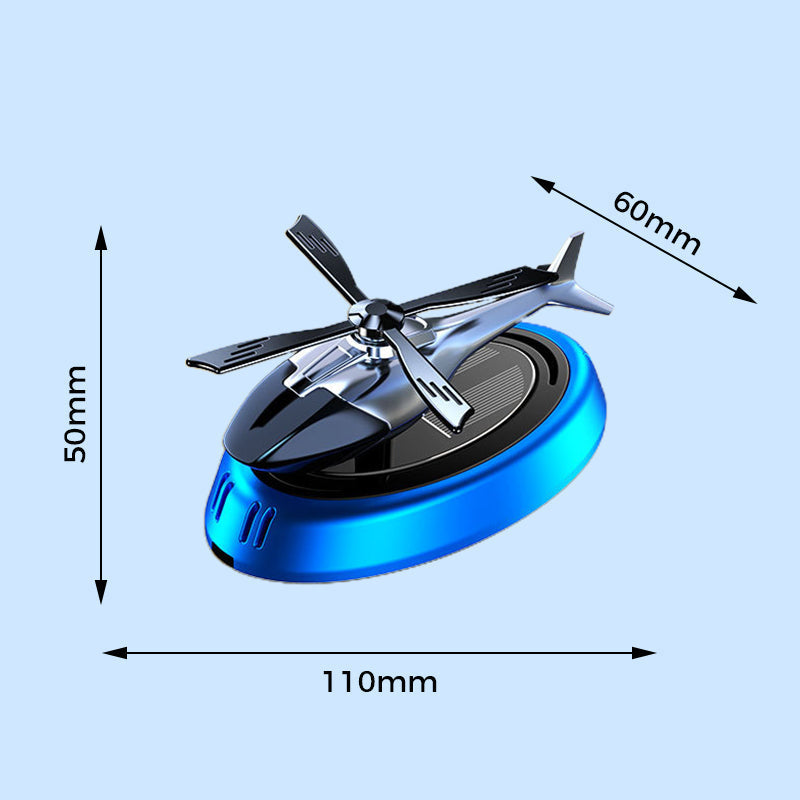 Helikopter-formet bil luftfriskere, lydløs, soldrevet, rund design spreder effektivt duft.