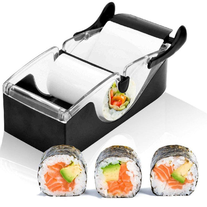 Nem sushi rullemaster til hjemmebrug, sort og gennemsigtig, kompakt størrelse, moderne design, velegnet til hjemmet.