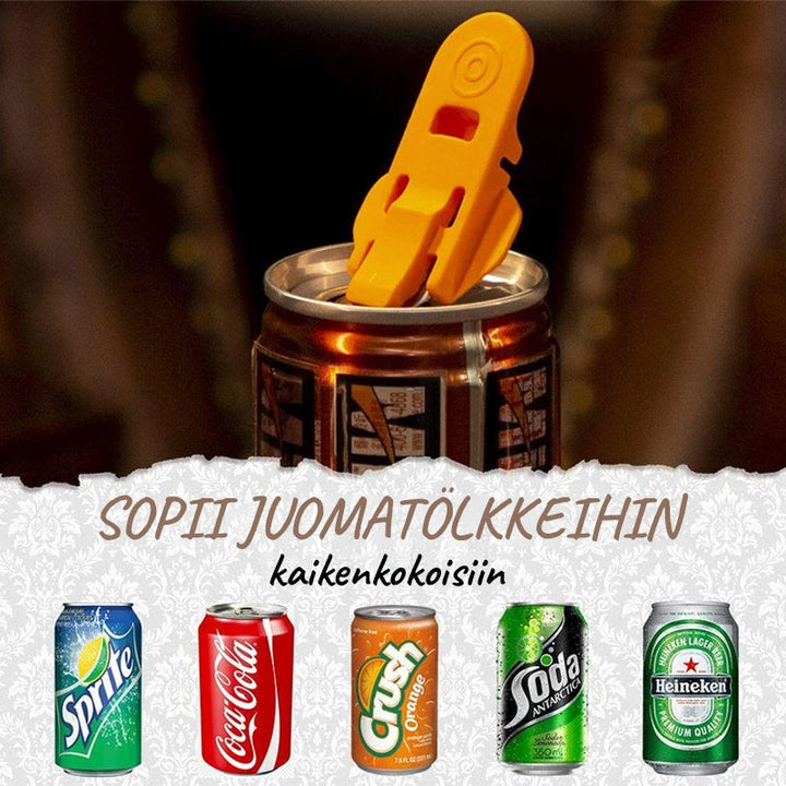 Brugervenlig flerfarvet dåseåbner, kompakt, sikker og let, farverigt design.