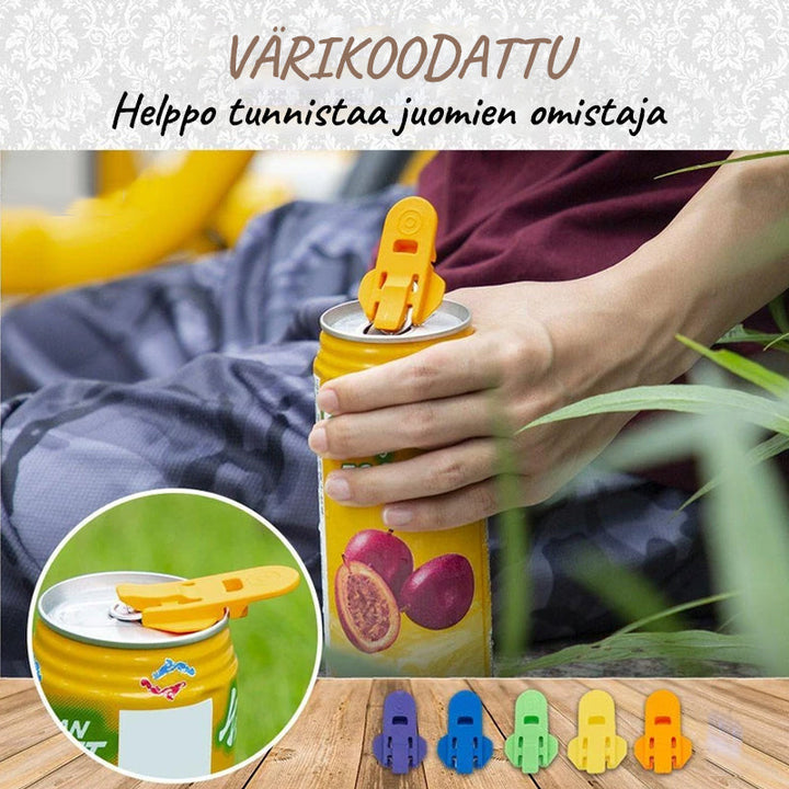 Brugervenlig flerfarvet dåseåbner, kompakt, sikker og let, farverigt design.
