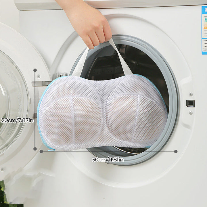 Dame BH vaskepose i åndbar polyester, grå, med synlig netstruktur.