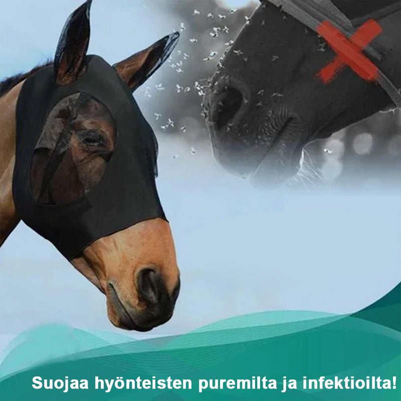 Hestens insektmaske med blødt nylonnet i blå, beskytter mod UV-stråler og insekter.