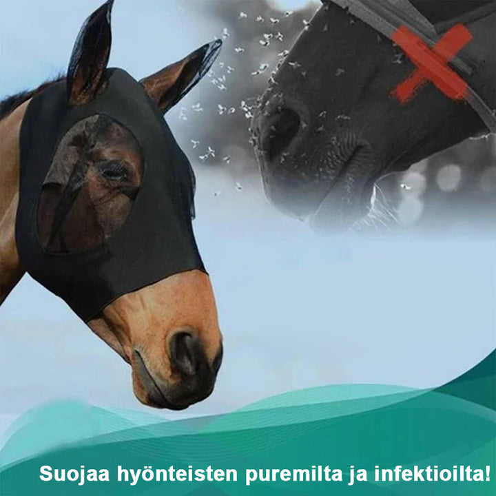 Hestens insektmaske med blødt nylonnet i blå, beskytter mod UV-stråler og insekter.