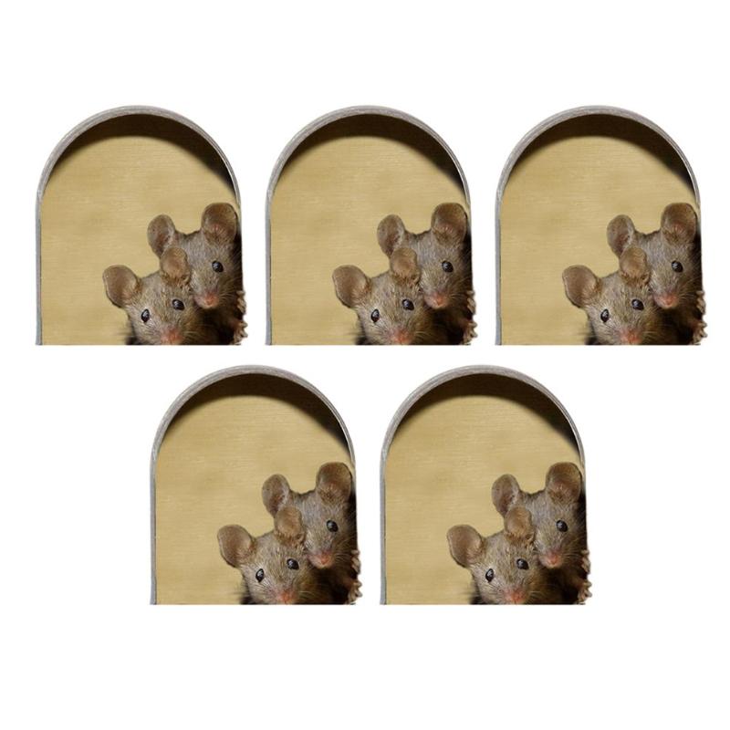 Sjovt musehul 3D wallsticker på fodpanelet, legende musemønster, holdbart vinyl, boligdekoration og udendørs brug.