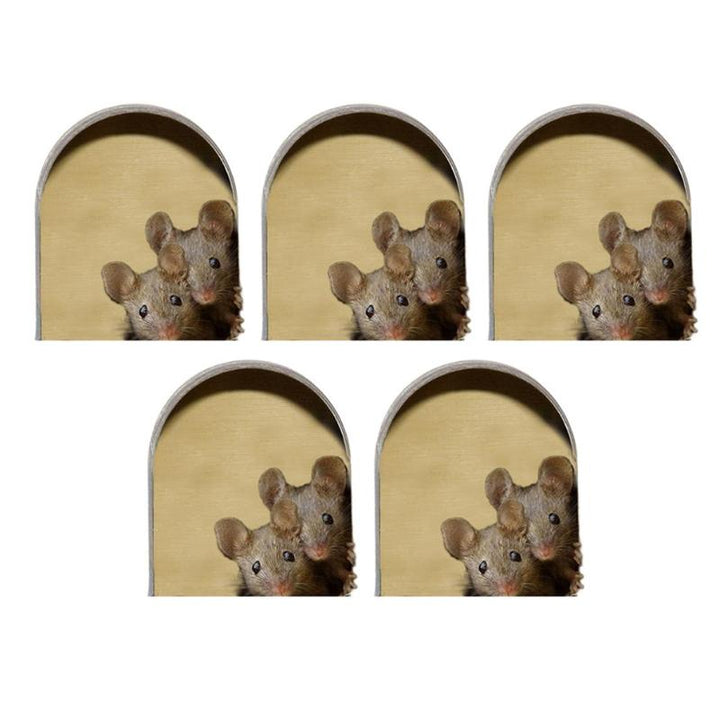 Sjovt musehul 3D wallsticker på fodpanelet, legende musemønster, holdbart vinyl, boligdekoration og udendørs brug.