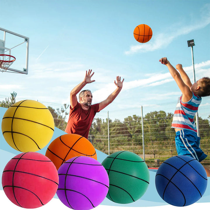 Stille basketbold af PU-skum, levende farver, perfekt til indendørs træning, blød bounce, fås i forskellige størrelser.