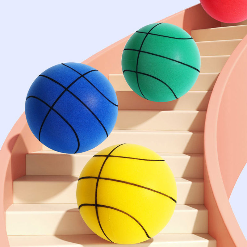 Stille basketbold af PU-skum, levende farver, perfekt til indendørs træning, blød bounce, fås i forskellige størrelser.