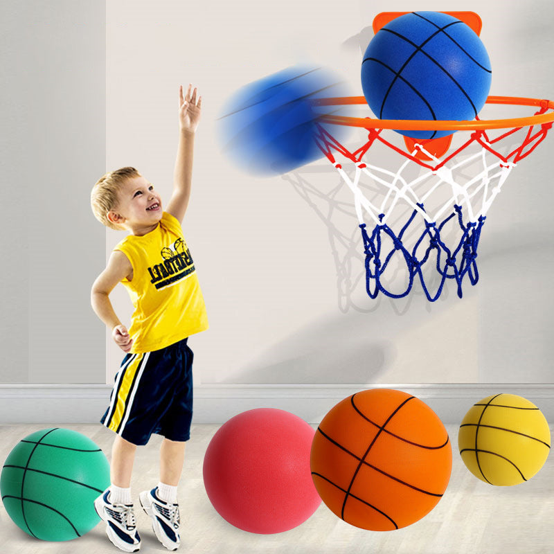 Stille basketbold af PU-skum, levende farver, perfekt til indendørs træning, blød bounce, fås i forskellige størrelser.