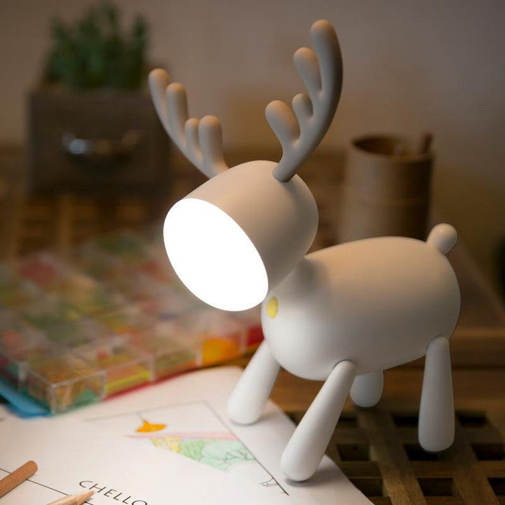 Elg nattlampe med to lysmodi, enkelt og elegant design, til børneværelser og skriveborde, energibesparende