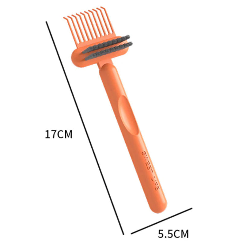 Børste til rengøring af hårbørster, holdbart håndtag, orange, grå, grøn, kompakt størrelse, effektiv rengøring til mænd og kvinder.