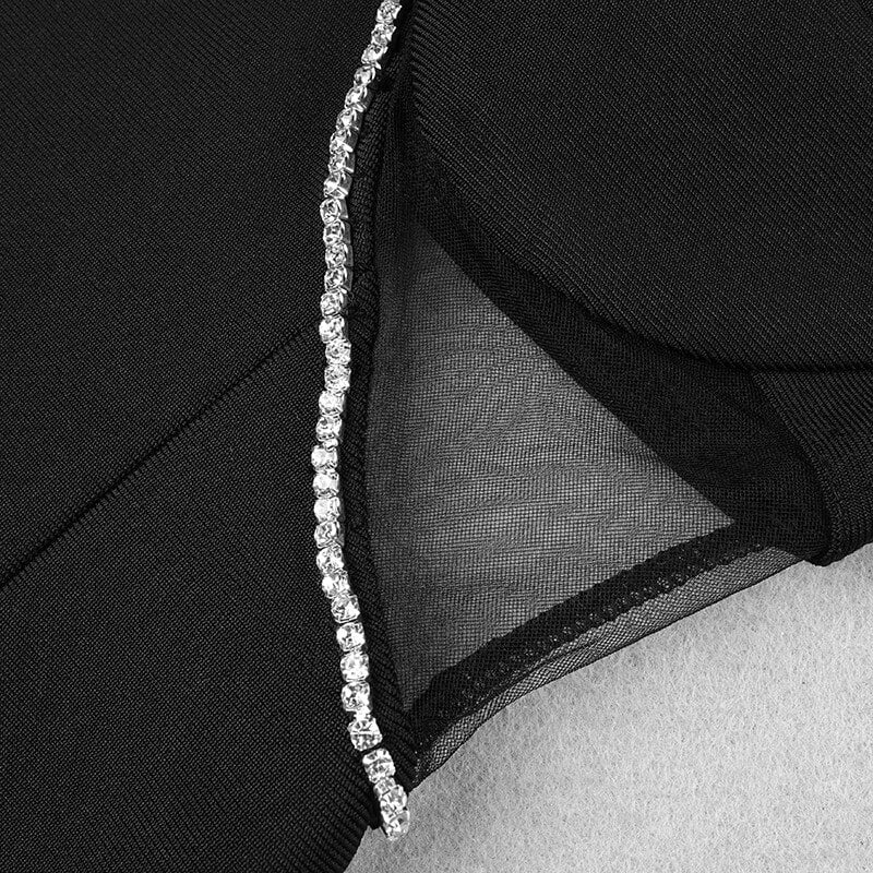 Dame Bodycon Mini Kjole med Rhinestone Stropper, tætsiddende pasform, fremhæver feminine kurver, glamourøs og selvsikker stil.