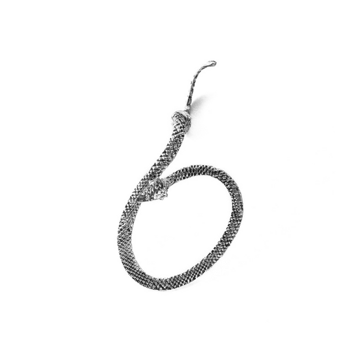 Dame slange-mønstrede øreringe, sølv bronze, kunstnerisk slange design, 4x6.5 cm, elegante vintage accessories
