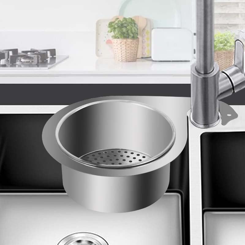 "Hopeanvärinen joutsenmallinen ruostumaton tiskialtaan siivilä, elegantti ja kestävä design keittiöön."