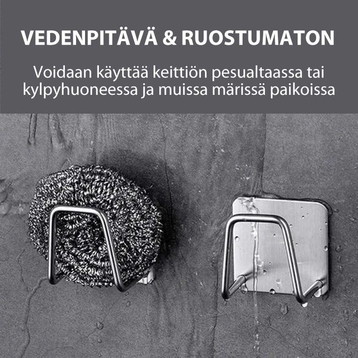 Sølvfarvet multifunktionel vægreh af rustfrit stål, moderne design med afrundede kanter til hjemmebrug