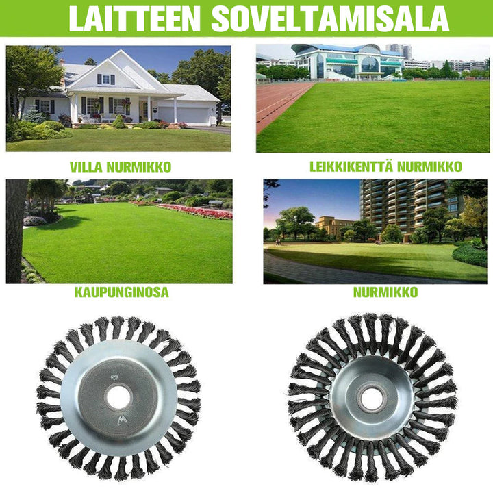 Sølvfarvet ståltrådsgræstrimmerhoved af højkvalitets stål til lette trimmere til havearbejde.