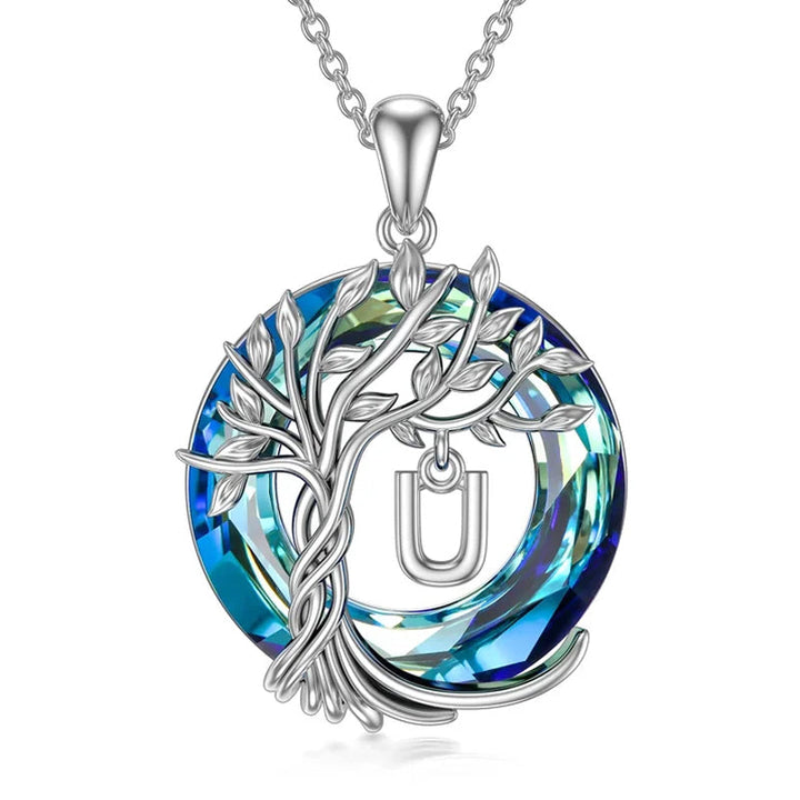 Hopea-sininen Elämän Puun Kristalliriipus naisille, sininen kristalli yhdistyy hopeaan, elegantti ja ajaton design.