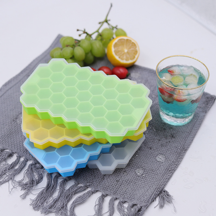 Fleksibel honeycomb isform i blå, stabelbar, blød silikone, pladsbesparende, til hjemmet