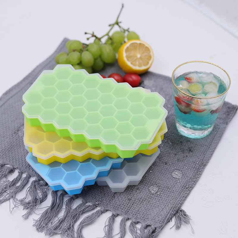 Fleksibel honeycomb isform i blå, stabelbar, blød silikone, pladsbesparende, til hjemmet