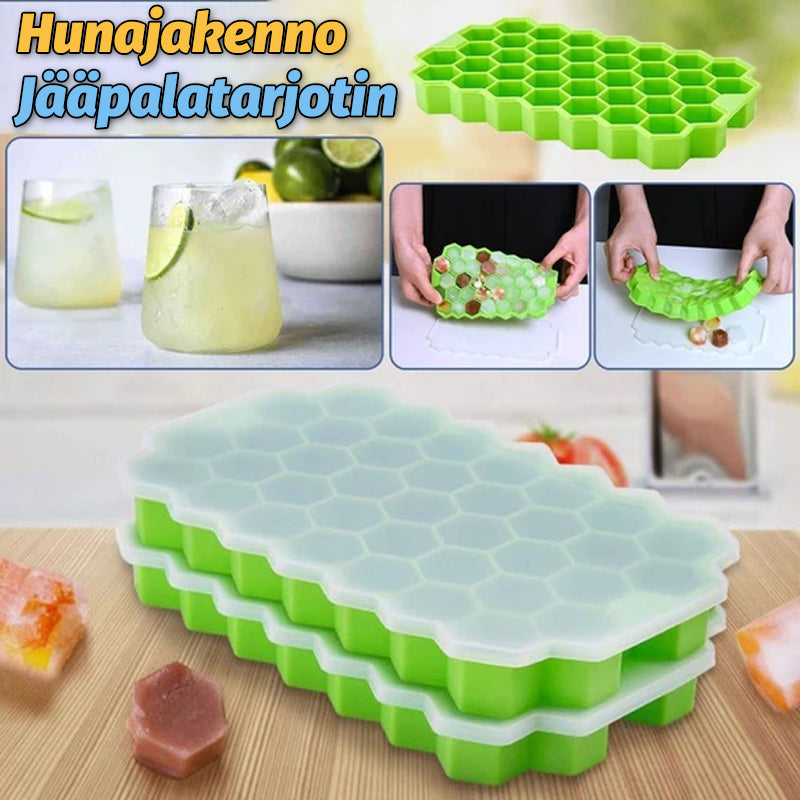 Fleksibel honeycomb isform i blå, stabelbar, blød silikone, pladsbesparende, til hjemmet