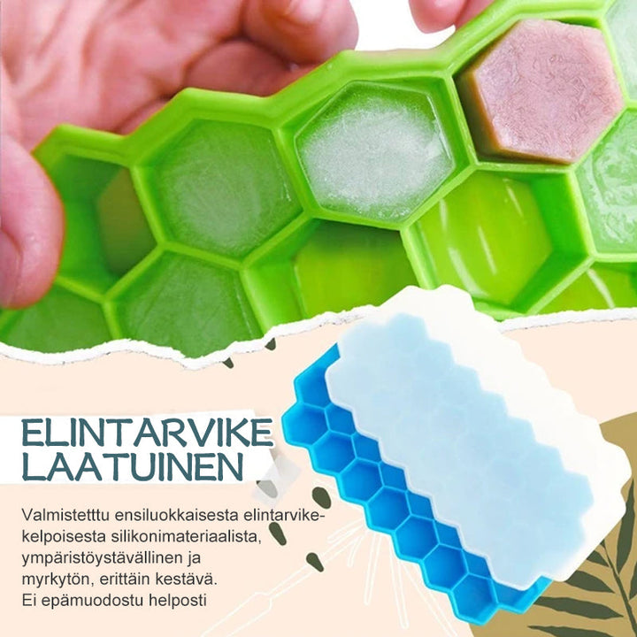 Fleksibel honeycomb isform i blå, stabelbar, blød silikone, pladsbesparende, til hjemmet