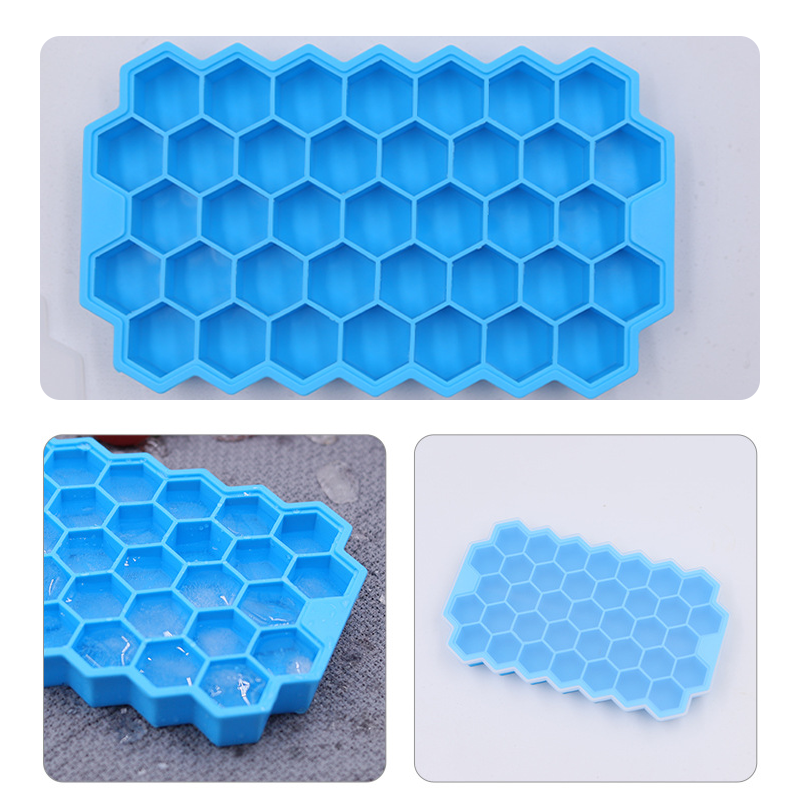 Fleksibel honeycomb isform i blå, stabelbar, blød silikone, pladsbesparende, til hjemmet