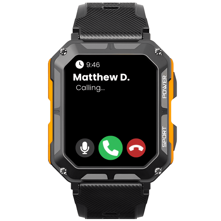 "IP68 vedenkestävä miesten ulkoilu-smartwatch, suuri näyttö, musta runko, design kestävä ääriolosuhteisiin"