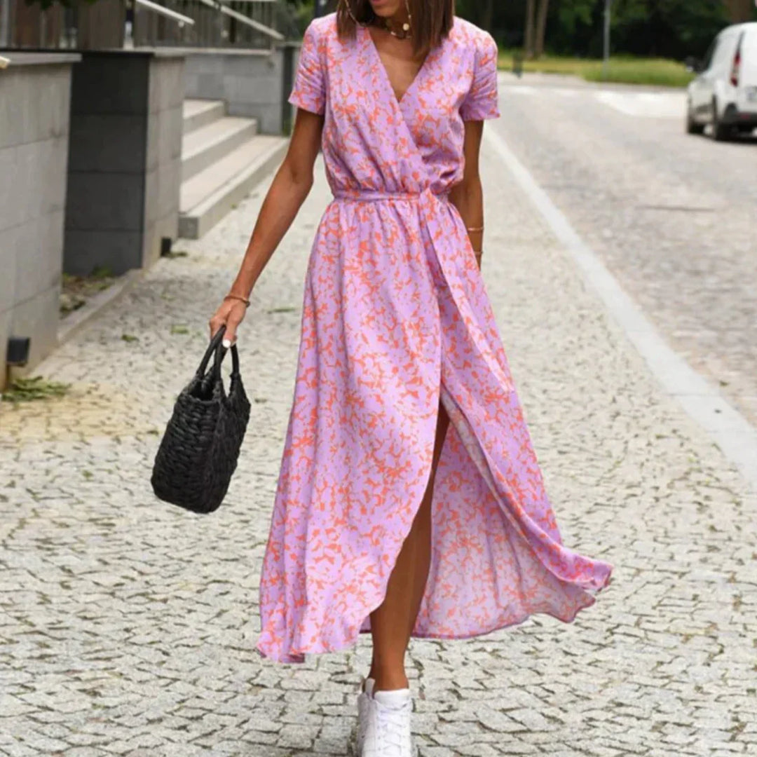 Kvinder blomstret sommerkjole, let model til sommerbegivenheder.
