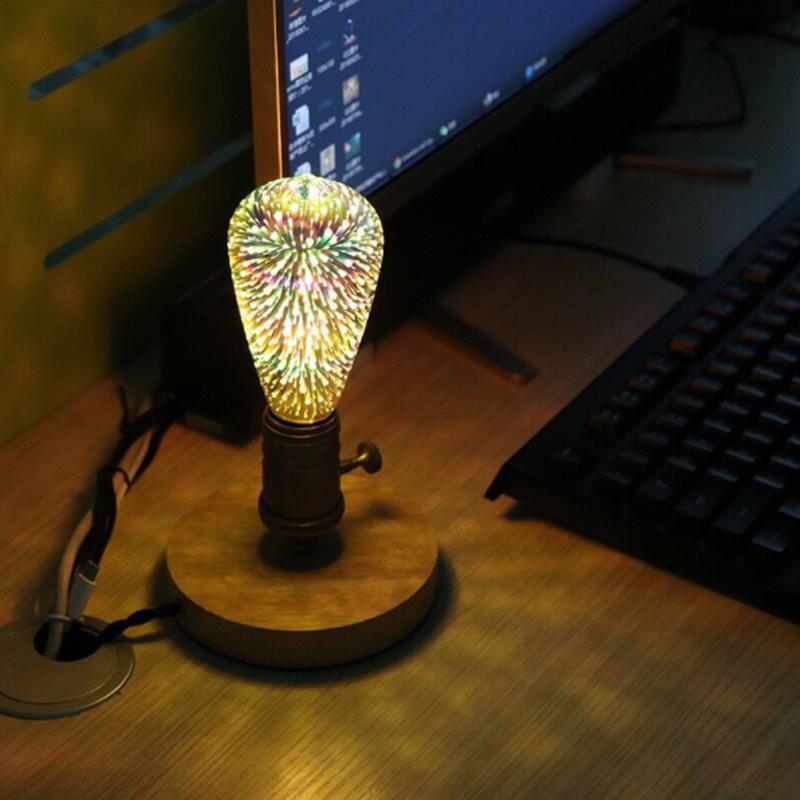 Fyrværkeri effekt LED-pære, farverig og dekorativ, velegnet til fester og indretning, med 3D-effekt.
