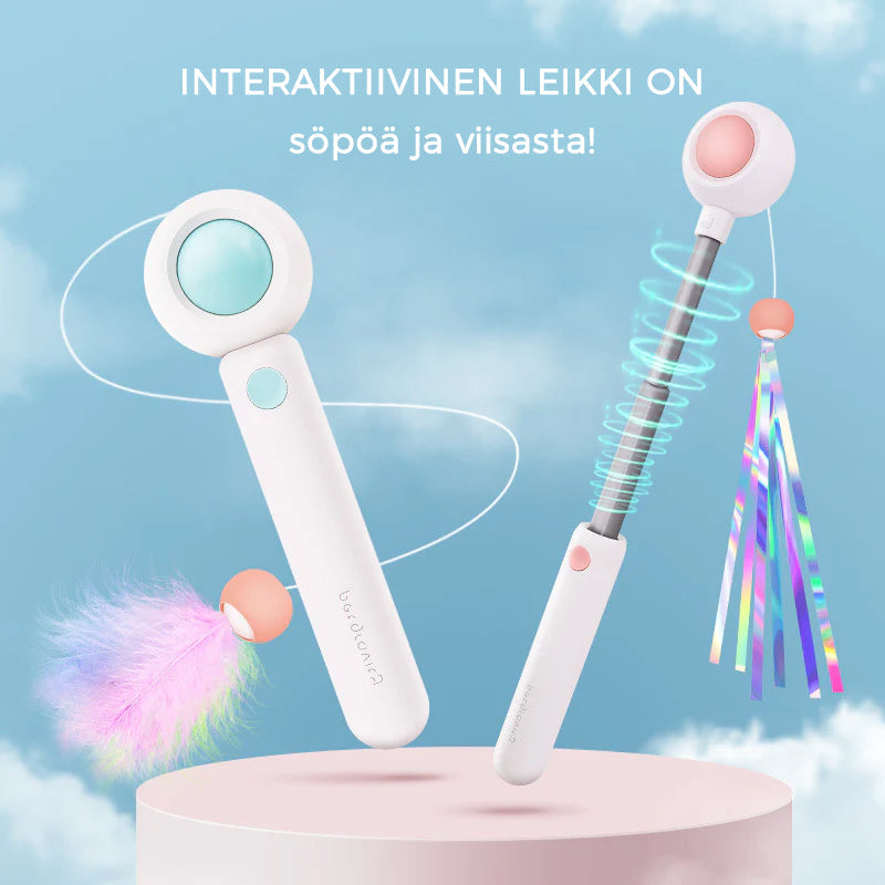 Udtrækkelig infrarød kattelegetøjspind i blå og lyserød, lokker din kat til leg med lyse farver