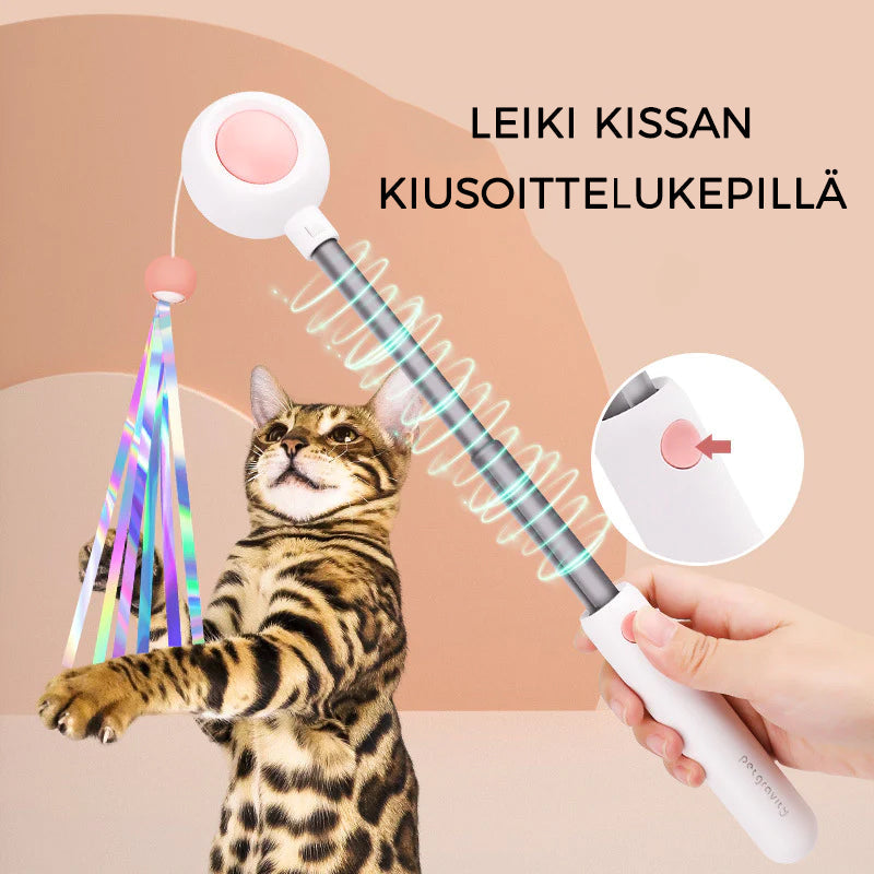 Udtrækkelig infrarød kattelegetøjspind i blå og lyserød, lokker din kat til leg med lyse farver