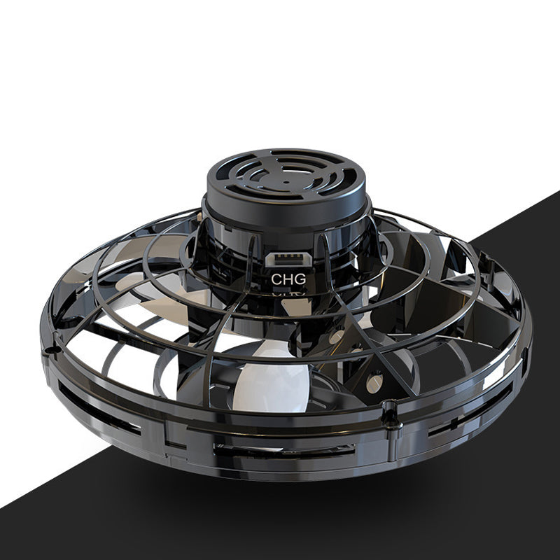 Interaktivt Flyvende Gyro UFO-legetøj med LED-lys, flerfarvet og kompakt, egnet til indendørs og udendørs brug.