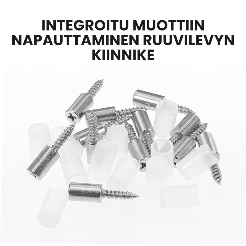 Selvskærende metal hyldebeskyttere, robuste, støvtætte hætter, nem installation, maks bæreevne 20 kg.
