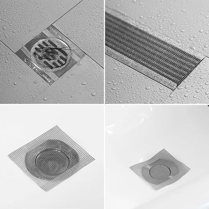 Itsekiinnittyvä vedenpitävä lattiakaivon suoja, läpinäkyvä PVC, verkkonauha, 3 mm aukot, moniottelukelpoinen.