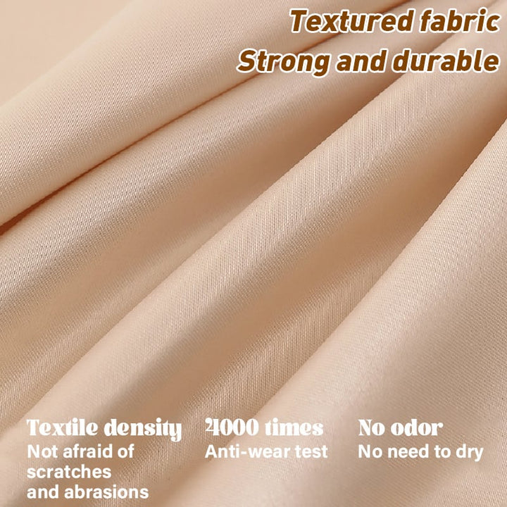 Selvspændende opbevaringspose beige, pladsbesparende, premium nylon, ideel til rejser, nem at bruge og holdbar.