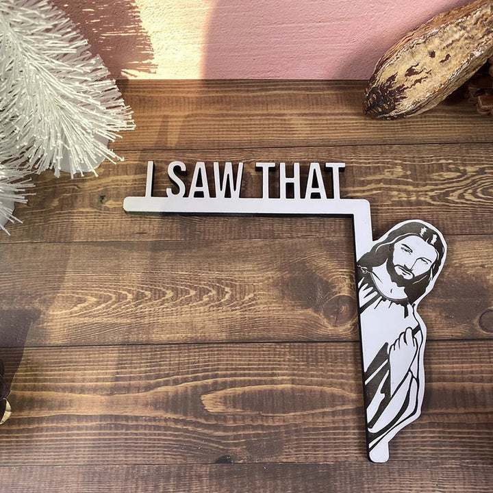 Jeesus-figur til dørkarm, sjov indretningsgenstand, nærbillede, bringer humor ind i hjemmet, let og holdbar.