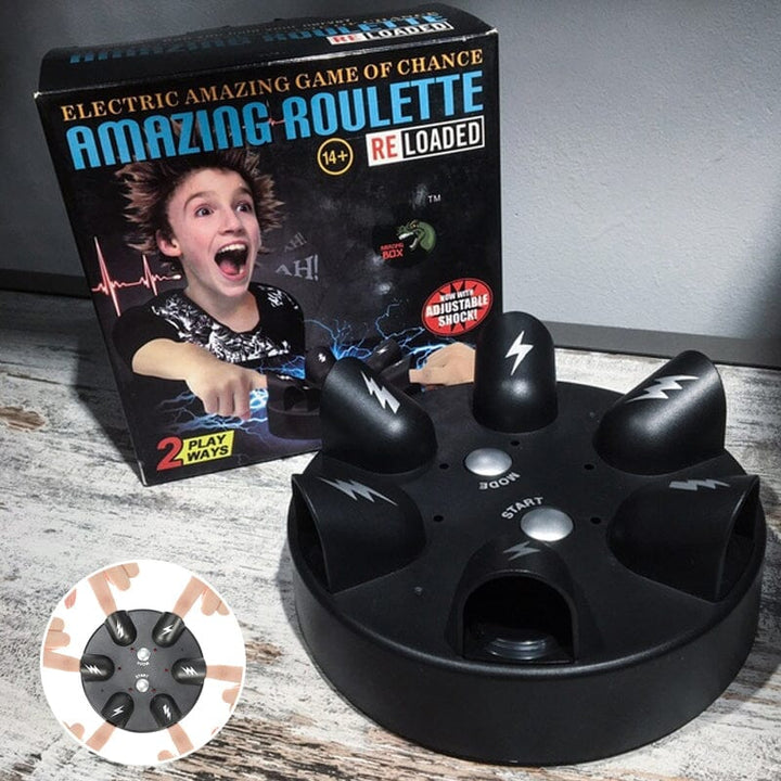 Spændende El-stød Roulette festspil, rund enhed, seks håndtag, lys i midten, spændende voksenfestspil.