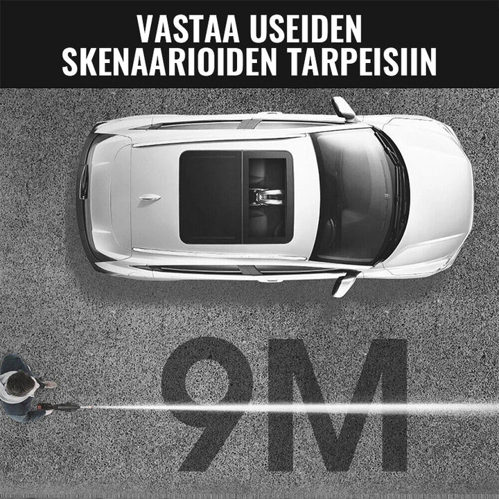 Trådløs højtryksrenser med 2 dyser, kraftfuldt 22 bars tryk, kompakt design, velegnet til alsidig udendørs brug.