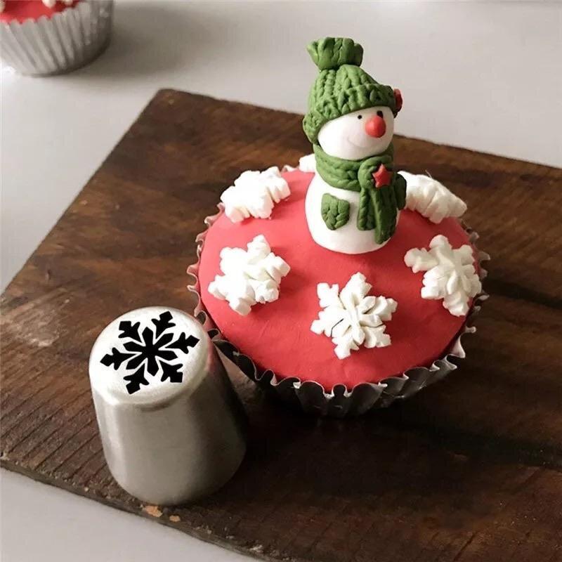 Julepyntningssprøjtedysesæt, 10 smukke dyser, rustfrit stål, til julebagning, køkkenredskaber.
