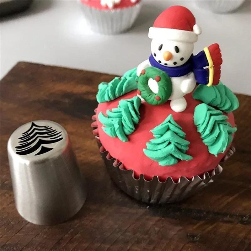 Julepyntningssprøjtedysesæt, 10 smukke dyser, rustfrit stål, til julebagning, køkkenredskaber.