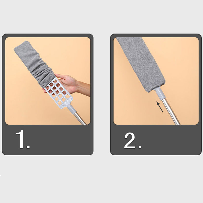 Fleksibelt mikrofiber støvsværd bøjes til utilgængelige steder, til rengøring af hjemmet uden kemikalier.