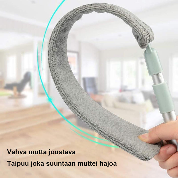 Fleksibelt mikrofiber støvsværd bøjes til utilgængelige steder, til rengøring af hjemmet uden kemikalier.