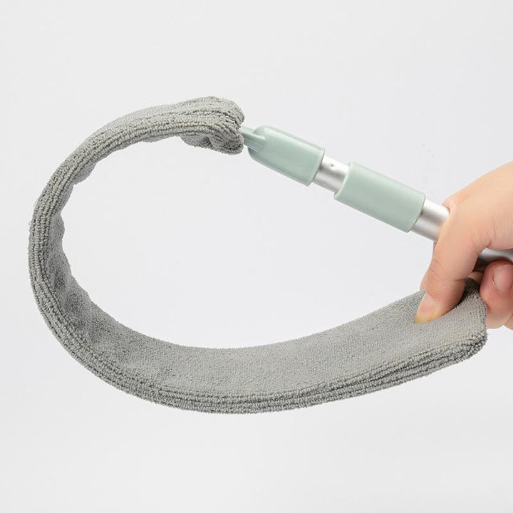 Fleksibelt mikrofiber støvsværd bøjes til utilgængelige steder, til rengøring af hjemmet uden kemikalier.