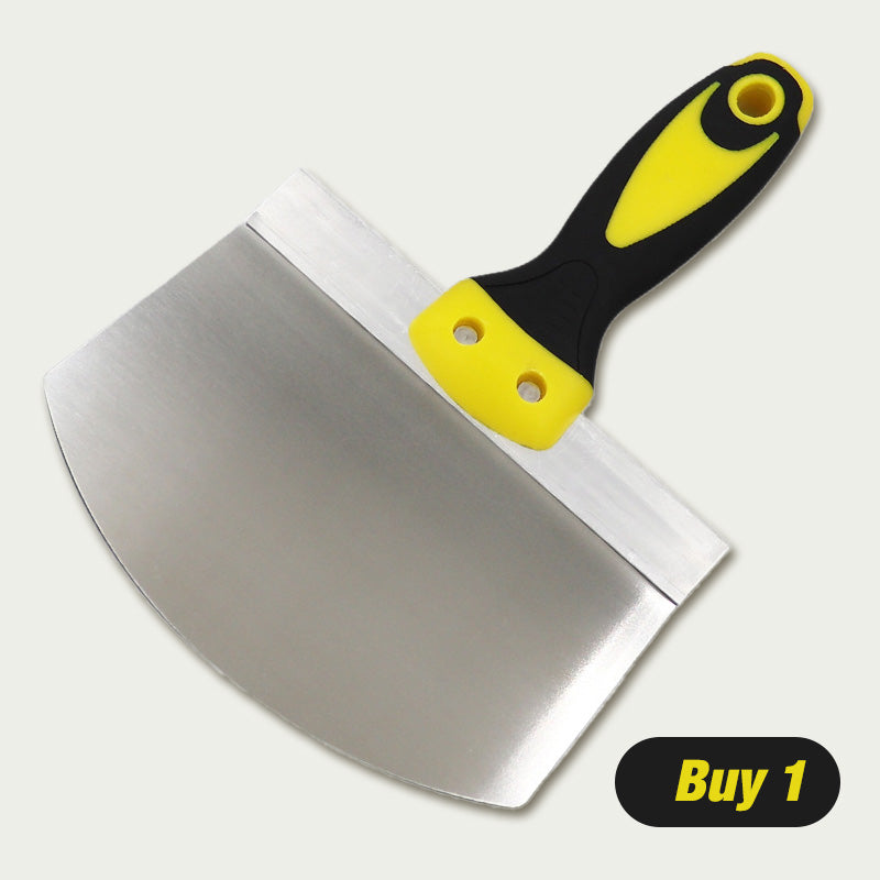 Buet spartel i rustfrit stål med holdbart blad og ergonomisk håndtag, velegnet til spartling og reparation af gipsvægge