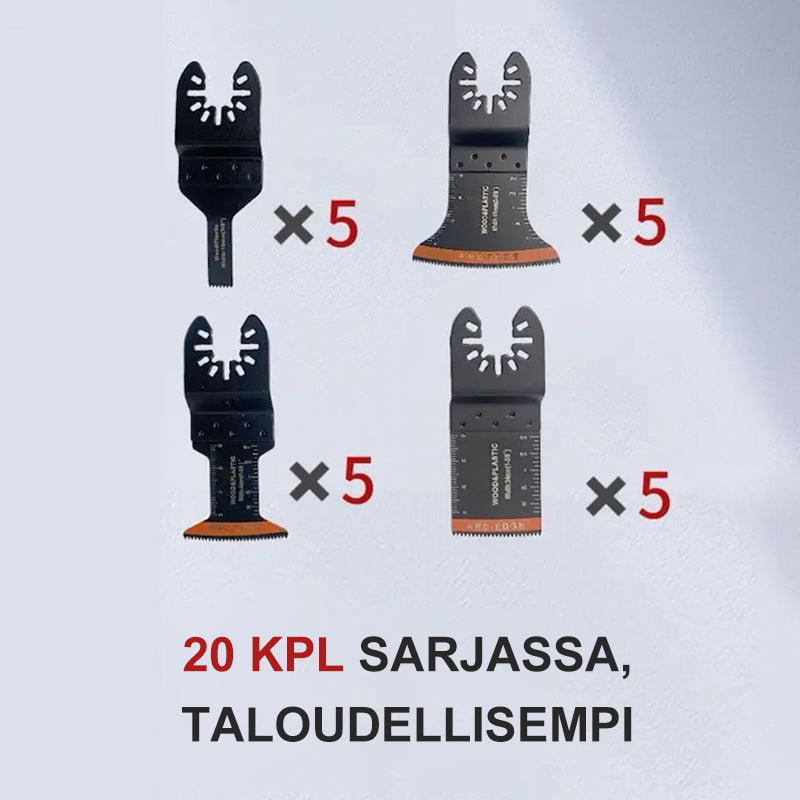 Buet multifunktionel savklinge, præcis kant, 20 stk., velegnet til skæring af træ, metal og plast.
