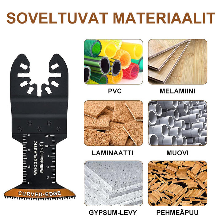 Buet multifunktionel savklinge, præcis kant, 20 stk., velegnet til skæring af træ, metal og plast.