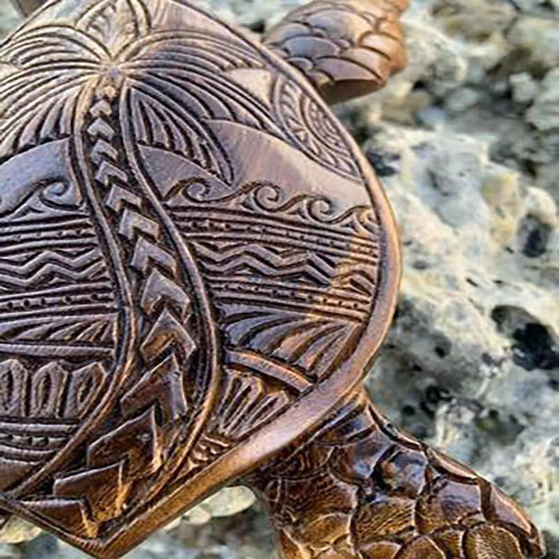 Håndlavet harpiks skildpadde dekoration med dobbelte skildpadder, symboliserer lang levetid og held i hjemmet og haven.