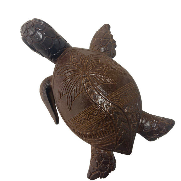 Håndlavet harpiks skildpadde dekoration med dobbelte skildpadder, symboliserer lang levetid og held i hjemmet og haven.