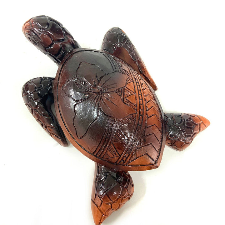 Håndlavet harpiks skildpadde dekoration med dobbelte skildpadder, symboliserer lang levetid og held i hjemmet og haven.
